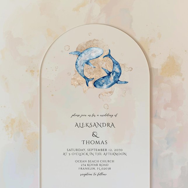 Destination Beach Wedding Ocean Navy Gold Wedding  Acrylic Invitations (Creator Uploaded)