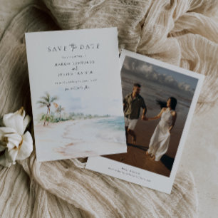 Destination Beach Wedding Photo Save The Date Invitation