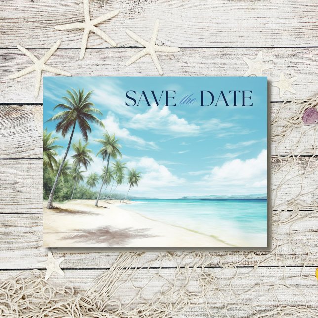 Destination Beach Wedding Save the Date Announcement Postcard (Destination Beach Wedding Save the Date Postcard)
