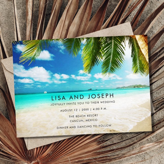 Destination Beach Wedding Simple Announcement (Creator Uploaded)