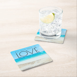 Destination Beach Wedding Square Paper Coaster