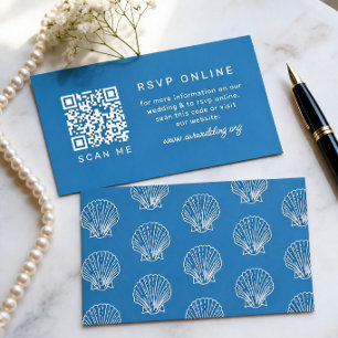 Destination Blue Seachell QR code RSVP Wedding Enclosure Card