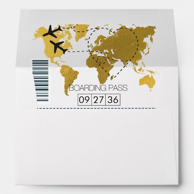 Destination Boarding Pass 5x7 Wedding Invitation  Envelope (Back (Bottom))
