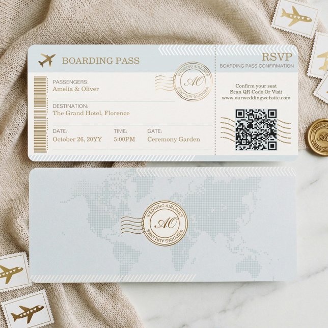 Destination Boarding Pass Plane Ticket Wedding Invitation (Destination Boarding Pass Ticket Photo Wedding Invitation)