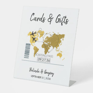 Destination Boarding Pass Wedding Cards & Gifts Pedestal Sign