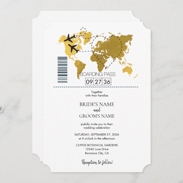 Destination Boarding Pass Wedding Invitation (Front/Back)