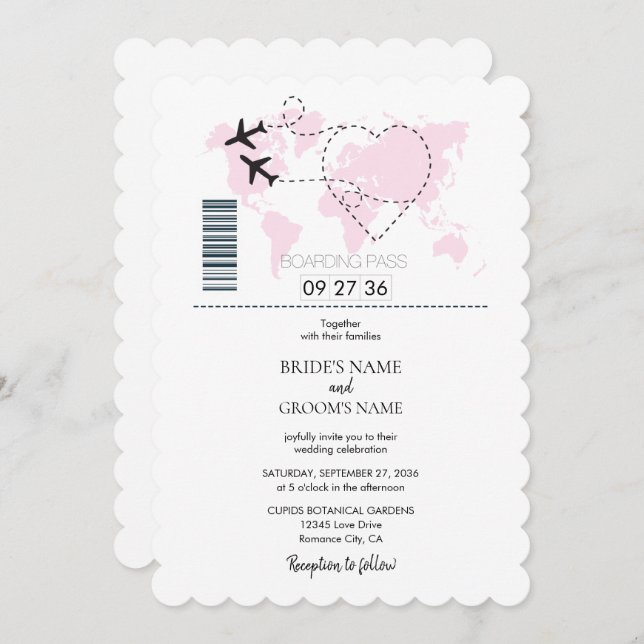 Destination Boarding Pass Wedding Invitations (Front/Back)