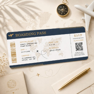 Destination Boarding Pass Wedding Plane Ticket Invitation