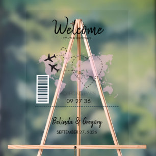 Destination Boarding Pass Wedding Welcome Sign
