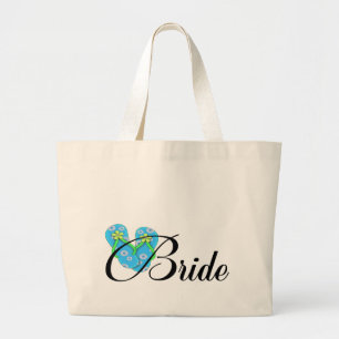 Destination Bride Flip Flop Blue Large Tote Bag