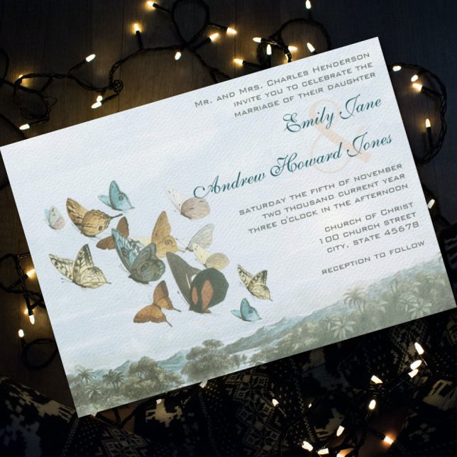 Destination Butterfly and Palm Tree Wedding Invite (Creator Uploaded)