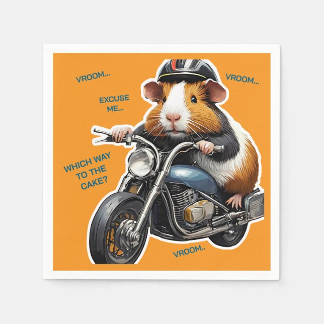 Destination CAKE, Guinea Pig Birthday Napkin (Front)