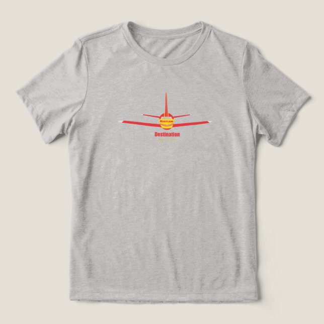 Destination College Park Maryland MD Aeroplane Log Tri-Blend Shirt (Design Front)
