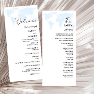 Destination  Dusty Blue Wedding Program Card