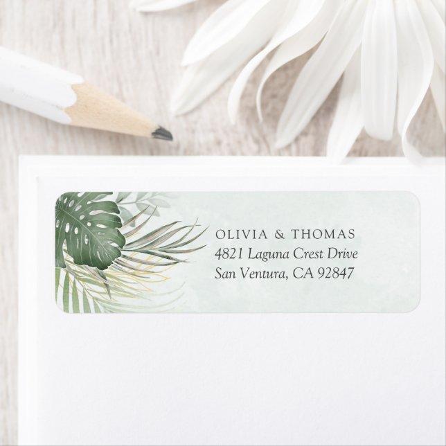 Destination Green Watercolor Palm Leaves Wedding (Insitu)