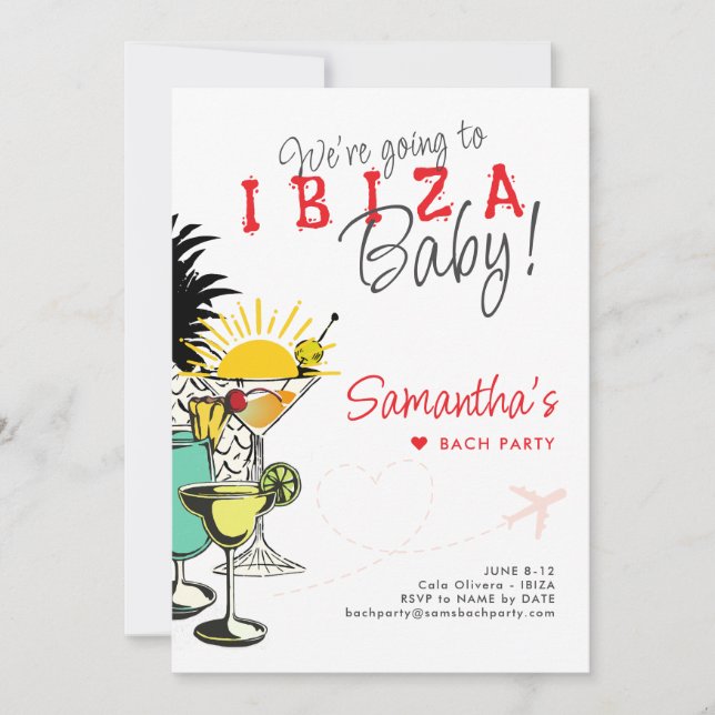 Destination Ibiza Hen Bachelorette Party Itinerary Invitation (Front)
