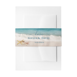 Destination Kauai Beach Starfish Travel Wedding Invitation Belly Band