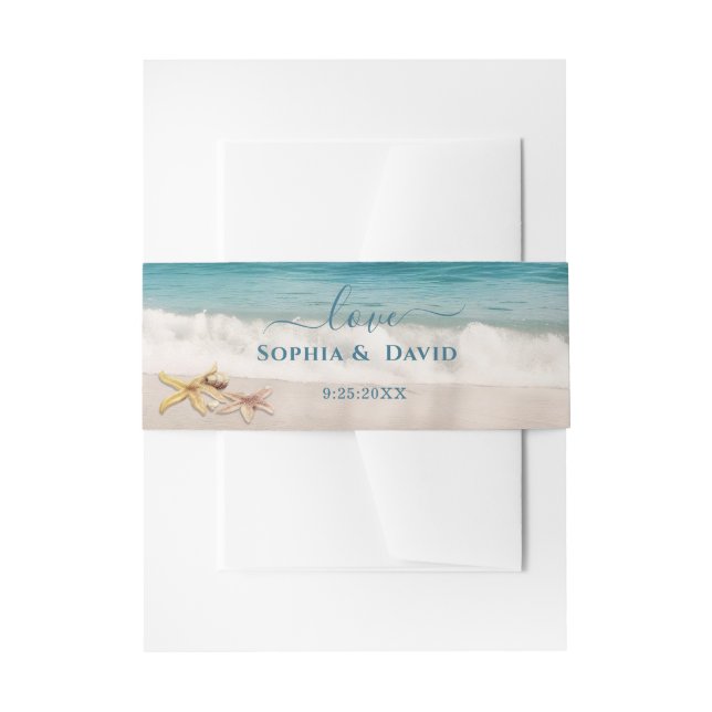 Destination Kauai Beach Starfish Travel Wedding  Invitation Belly Band (Front Example)