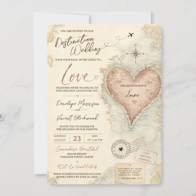 Destination: Love Wedding Invitation (Front)