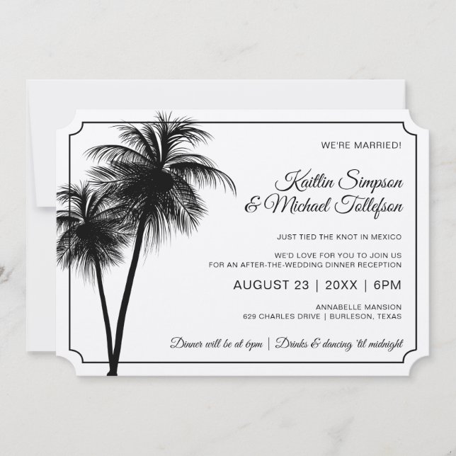Destination Palm Tree Invitation | Black on Kraft (Front)