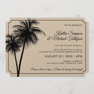 Destination Palm Tree Invitation   Black on Kraft