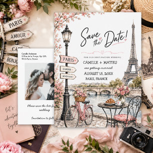 Destination Paris, France Photo Save the Date Announcement Postcard