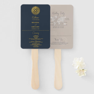 Destination Passport Compass Wedding Program Hand Fan