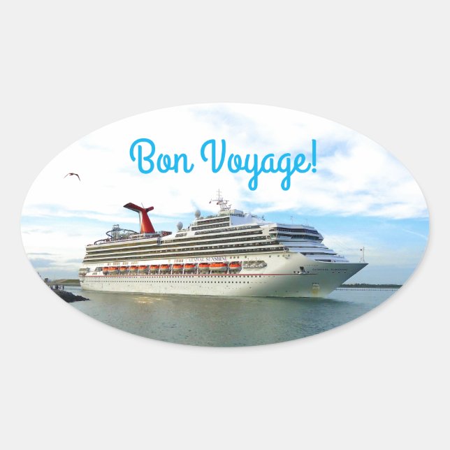 Destination Sunshine Bon Voyage Oval Sticker (Front)