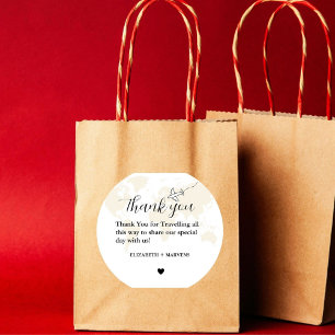 Destination Travel Theme Wedding welcome Guess bag Classic Round Sticker