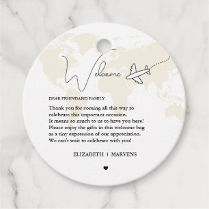 Destination Travel Theme Wedding welcome Guess bag Favour Tags