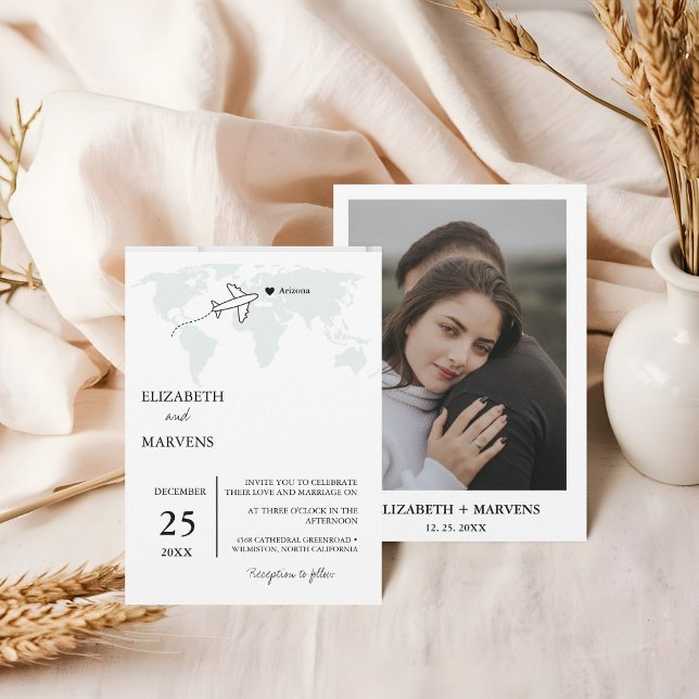 Destination Travel theme world map Wedding Invitat Invitation (Creator Uploaded)