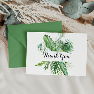 Destination Tropical Green Calligraphy Thank You Postcard
