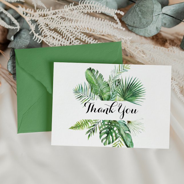Destination Tropical Green Calligraphy Thank You Postcard (Creator Uploaded)