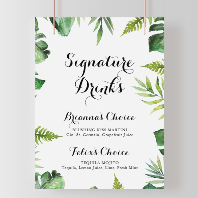 Destination Tropical Green Signature Drinks Sign (Creator Uploaded)