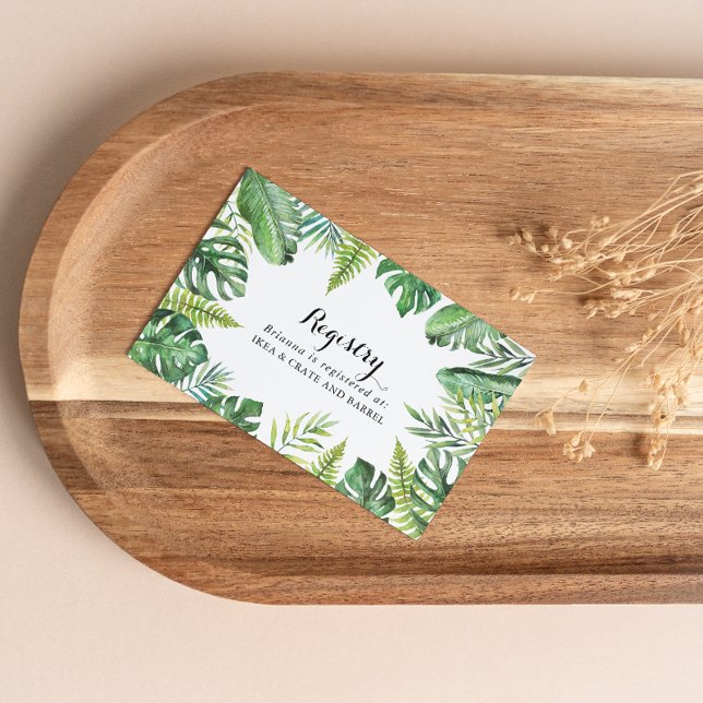 Destination Tropical Green Wedding Gift Registry Enclosure Card (Creator Uploaded)