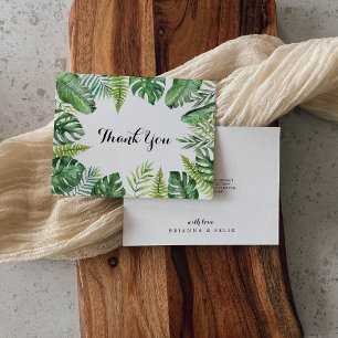 Destination Tropical Greenery Flat Wedding Thank You Card