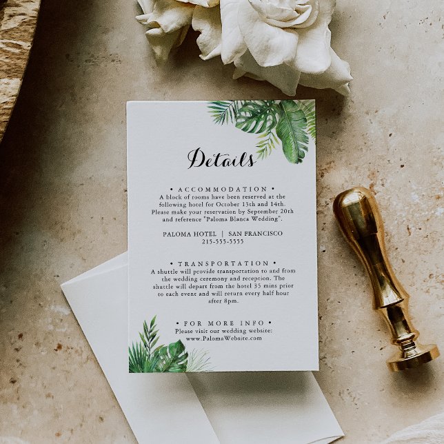 Destination Tropical Greenery Wedding Details Enclosure Card (Creator Uploaded)
