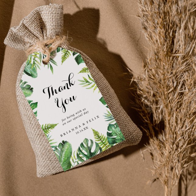Destination Tropical Greenery Wedding Thank You Gift Tags (Creator Uploaded)