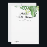 Destination Tropical Greenery Wedding Well Wishes Advice Card<br><div class="desc">This destination tropical greenery wedding well wishes advice card is perfect for a simple wedding. The design features hand-painted watercolor green palm and banana leaves neatly arranged into beautiful bouquets. These cards are perfect for a wedding, bridal shower, baby shower, graduation party & more. Personalise the cards with the names...</div>