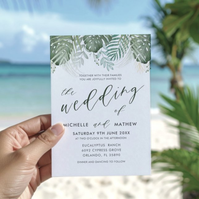 Destination Tropical Watercolor Wedding Invitation (Creator Uploaded)