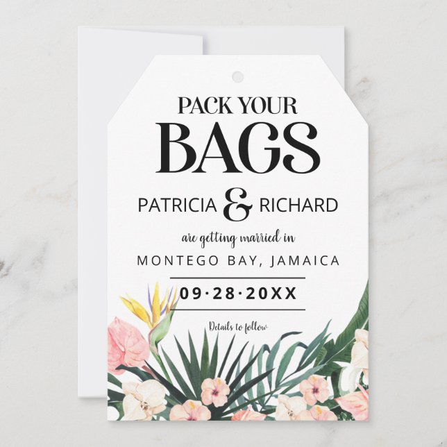 Destination Tropical Wedding Save The Date (Front)