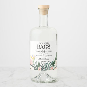 Destination Tropical Wedding Save The Date Liquor Bottle Label