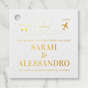 Destination Wedding Aeroplane Heart Favour Tags