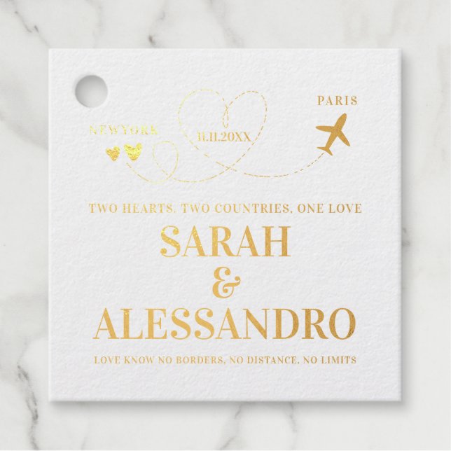Destination Wedding Airplane Heart Favour Tags (Front)