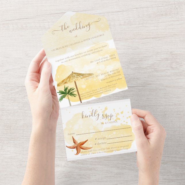 Destination Wedding All in One Wedding Invitation (Tearaway)