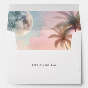 Destination Wedding Beach Moon Watercolor Envelope