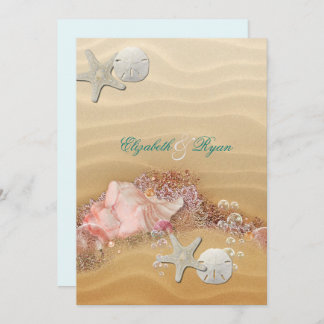 Destination Wedding Beach Starfish Seashells Invitation