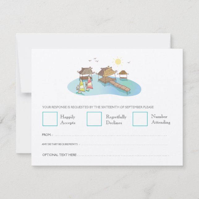 Destination Wedding Beach Windsurfing RSVP Cards (Front)