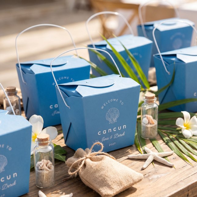 Destination Wedding Blue Cancun Favour Box (Creator Uploaded)