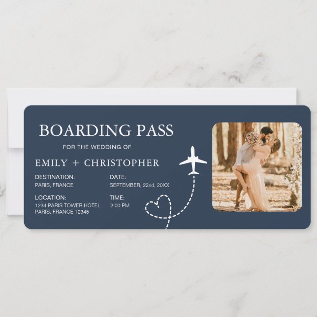 Destination Wedding Boarding Pass Plane Ticket (Front)